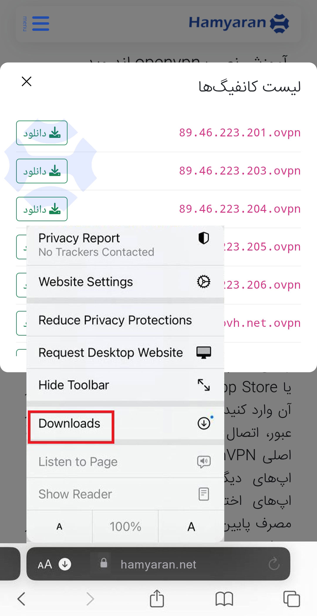 دانلود کانفیگ openVpn روی ios