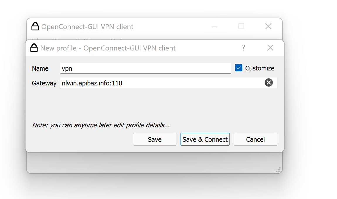 ساخت کانفیگ روی openConnect ویندوز