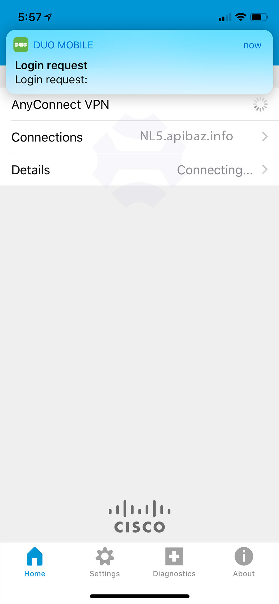 درحال کانکت شدن cisco anyconnect